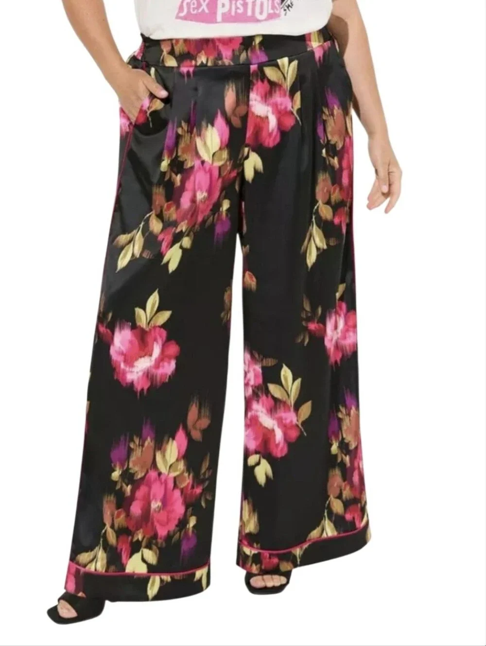 Torrid Floral Satin Cottagecore Relaxed Blazer- Wide Leg High Rise Pant Set L/1X